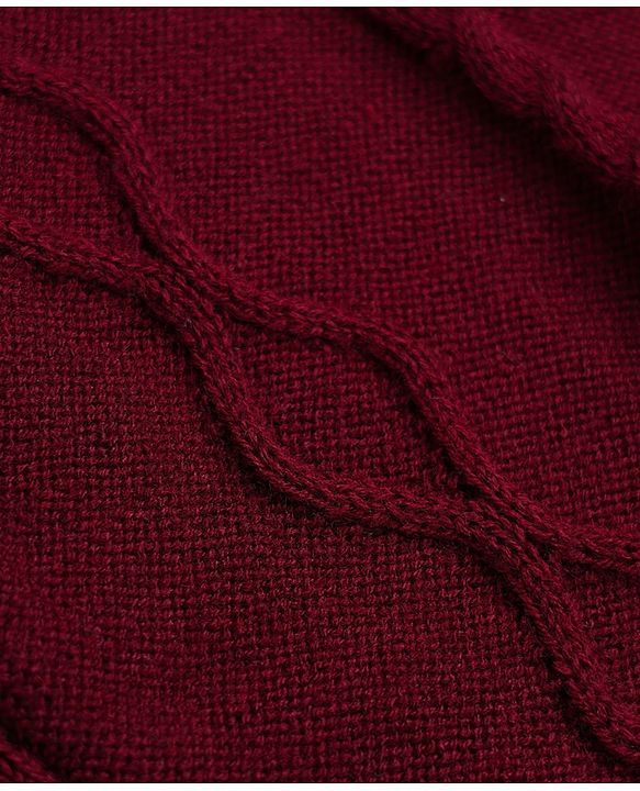 Babyhug Cable Knit Full Sleeves Sweater Set With Beanie Cap - Maroon