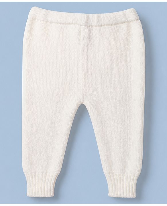 Babyhug Knit Solid Sweater Set in White