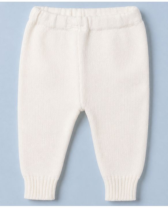 Babyhug Knit Solid Sweater Set in White