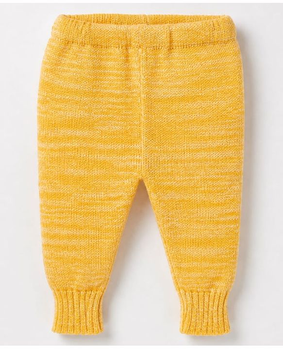 Babyhug Knit Front Open Sweater and Pant with Hat in Yellow
