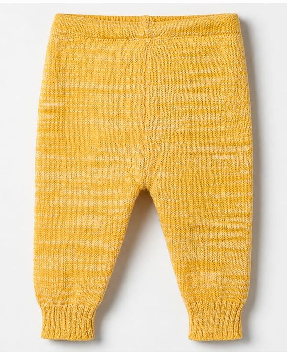 Babyhug Knit Front Open Sweater and Pant with Hat in Yellow