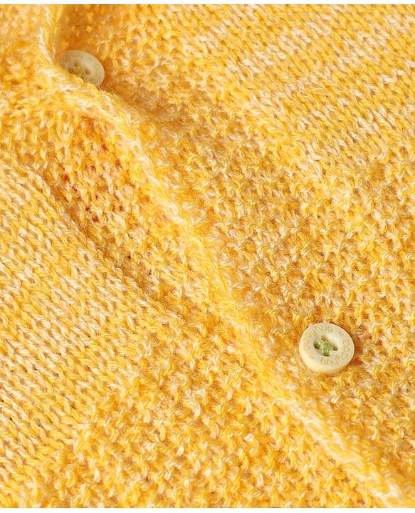 Babyhug Knit Front Open Sweater and Pant with Hat in Yellow