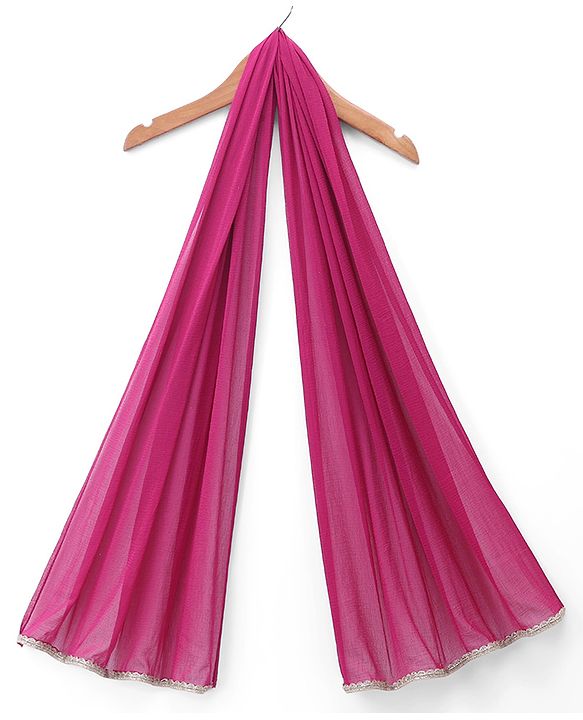 Babyhug Cotton Woven Half Sleeves Choli & Lehenga Set With Dupatta & Floral Embroidery - Pink