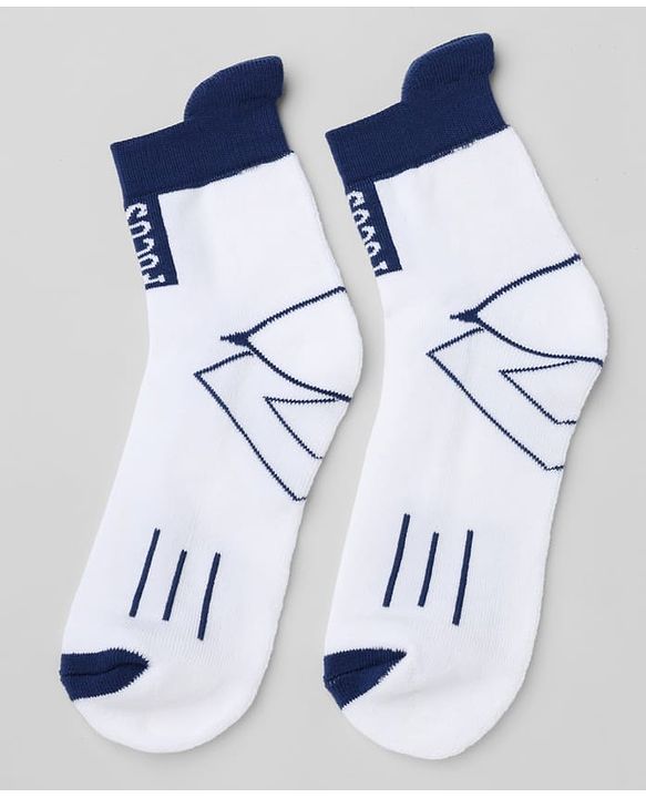 Pine Kids Cotton Knit Ankle Length Socks With Geometric Print Pack of 3 - Navy Blue & Yellow