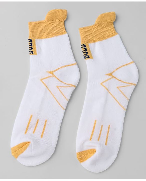 Pine Kids Cotton Knit Ankle Length Socks With Geometric Print Pack of 3 - Navy Blue & Yellow