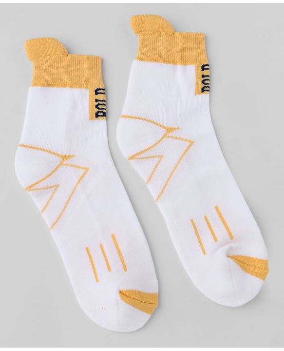 Pine Kids Cotton Knit Ankle Length Socks With Geometric Print Pack of 3 - Navy Blue & Yellow