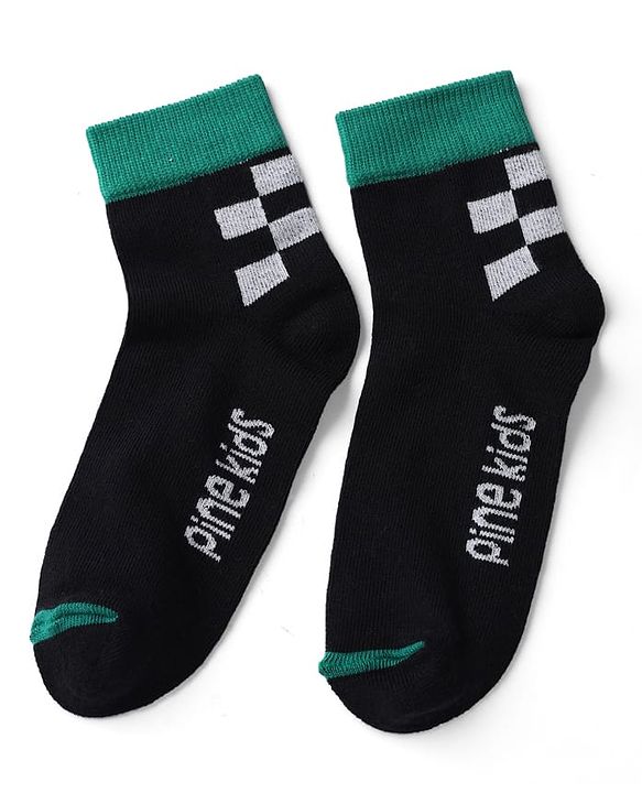 Pine Kids Cotton Knit Ankle Length Socks With Text Design Pack of 3 in Red Black Grey