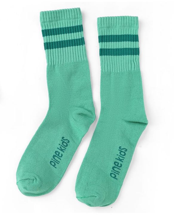 Pine Kids Cotton Knit Mid Calf length Striped Socks Pack of 5 - White Pink Blue Green & Plum
