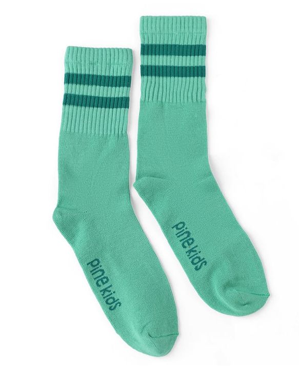 Pine Kids Cotton Knit Mid Calf length Striped Socks Pack of 5 - White Pink Blue Green & Plum