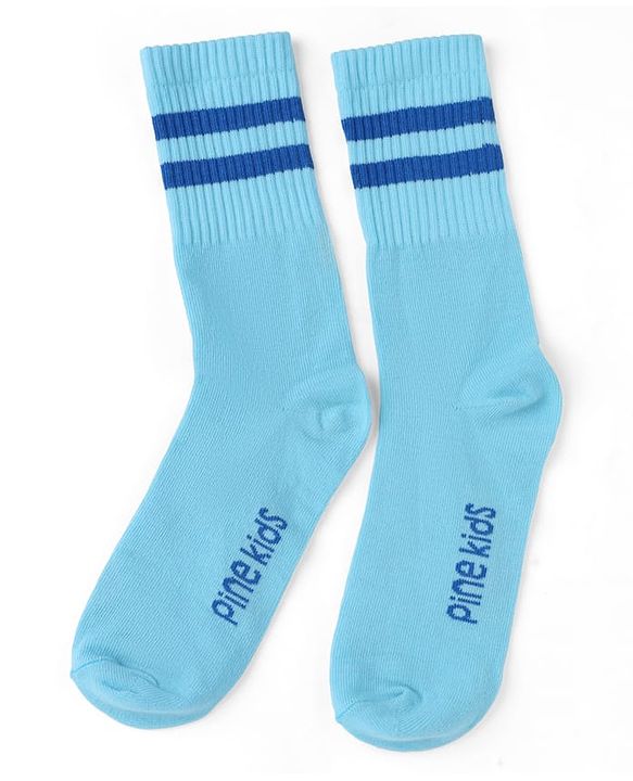 Pine Kids Cotton Knit Mid Calf length Striped Socks Pack of 5 - White Pink Blue Green & Plum