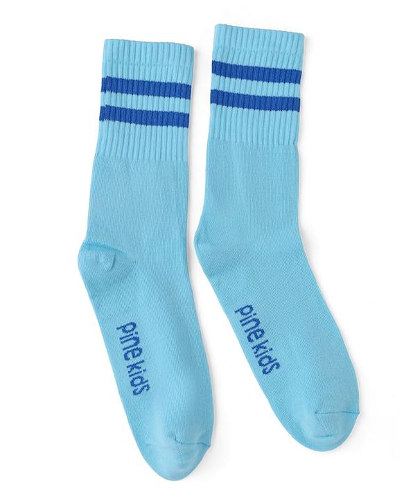 Pine Kids Cotton Knit Mid Calf length Striped Socks Pack of 5 - White Pink Blue Green & Plum