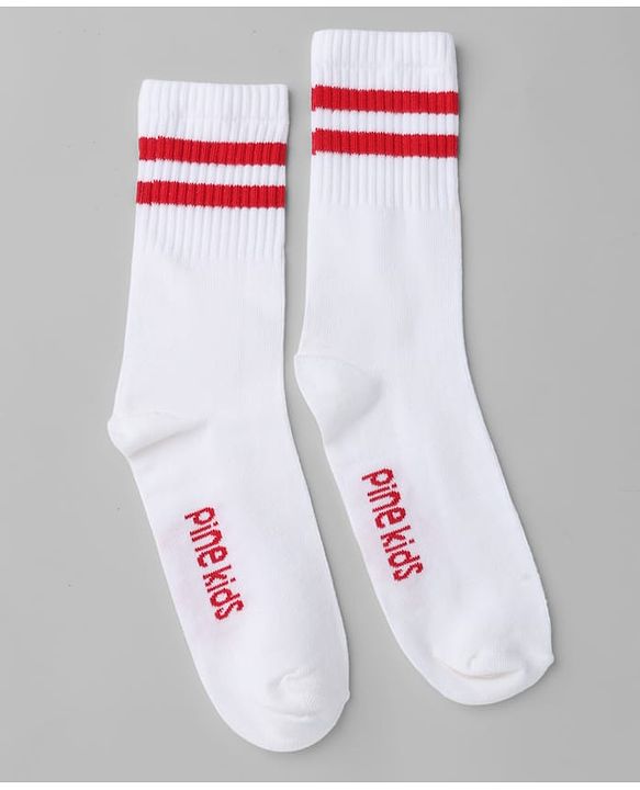 Pine Kids Cotton Knit Mid Calf length Striped Socks Pack of 5 - White Pink Blue Green & Plum