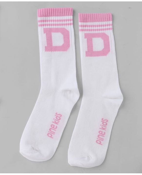 Pine Kids Cotton Knit Mid Calf Length Socks With Pine Kids Text Design Pack Of 5 - Black Blue Pink Green & Red