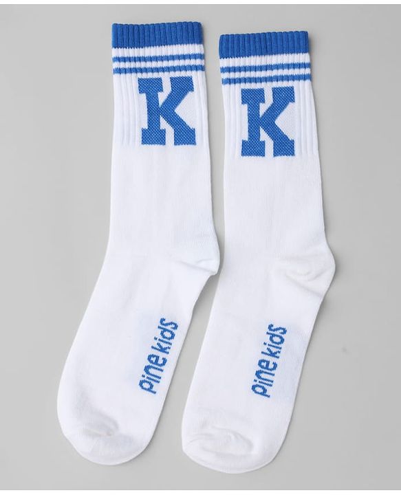 Pine Kids Cotton Knit Mid Calf Length Socks With Pine Kids Text Design Pack Of 5 - Black Blue Pink Green & Red