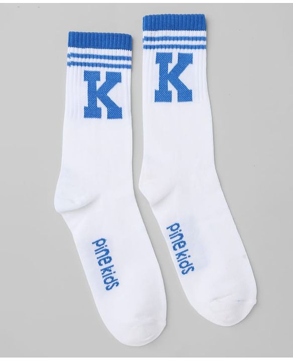 Pine Kids Cotton Knit Mid Calf Length Socks With Pine Kids Text Design Pack Of 5 - Black Blue Pink Green & Red