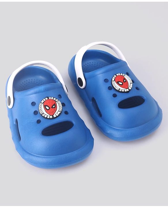 Cute Walk by Babyhug Clogs With Backstrap Closure Marvel Applique in Blue/White