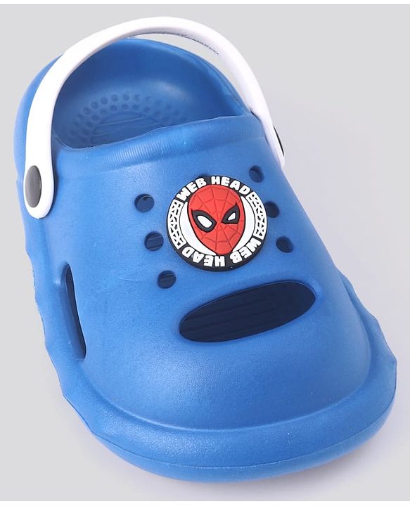 Cute Walk by Babyhug Clogs With Backstrap Closure Marvel Applique in Blue/White