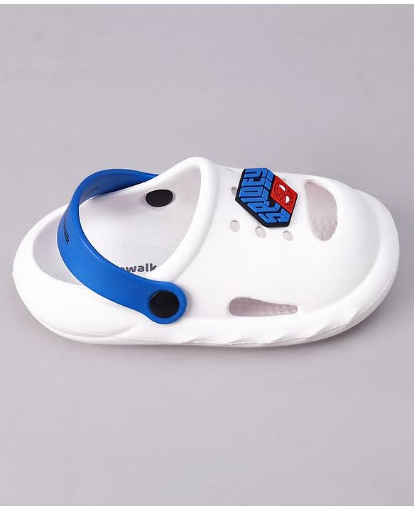 Cute Walk by Babyhug Marvel Clogs With Backstrap Closure Spiderman Applique in White