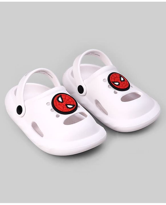 Cute Walk by Babyhug Marvel Clogs with Spider-Man Applique - White