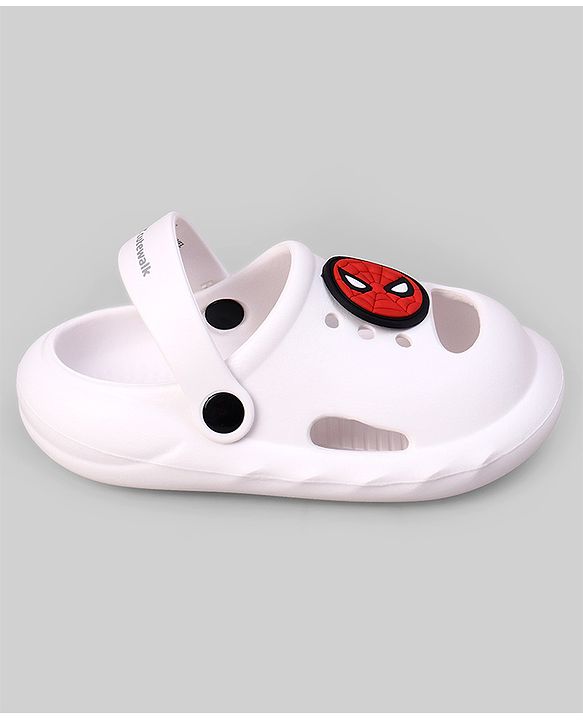 Cute Walk by Babyhug Marvel Clogs with Spider-Man Applique - White