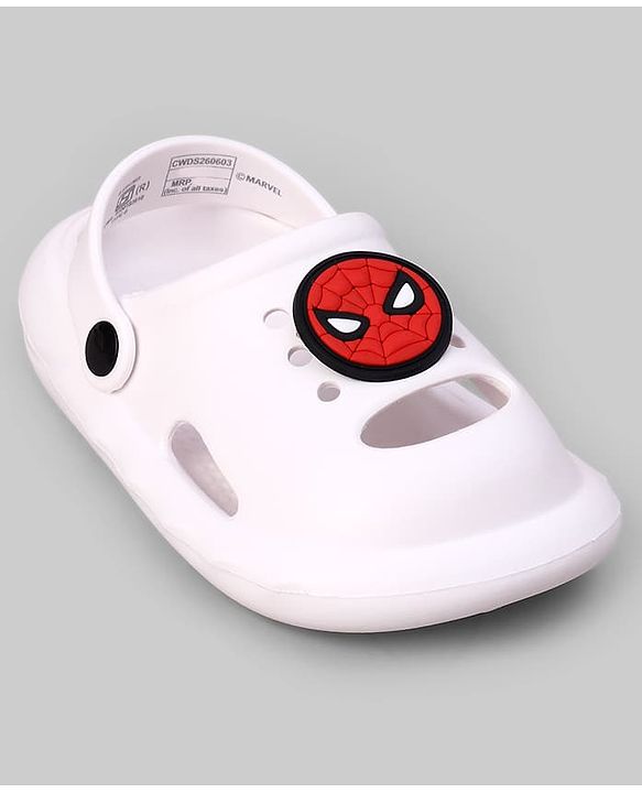 Cute Walk by Babyhug Marvel Clogs with Spider-Man Applique - White