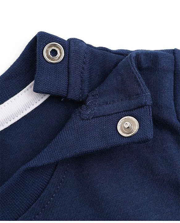 Babyhug 100% Cotton Knit Full Sleeves T-Shirt & Pyjama Night Suit with Santa clause Print - Navy Blue