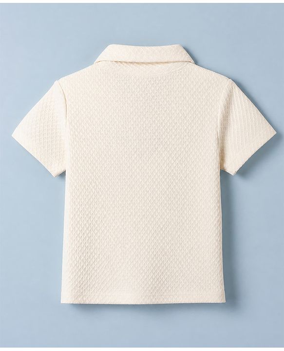 Babyhug 100% Cotton Knit Solid Shirt with Half Sleeves - White