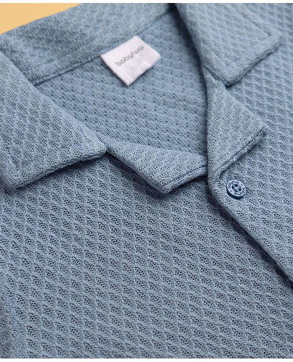 Babyhug 100% Cotton Knit Half sleeves Solid Shirts - Blue