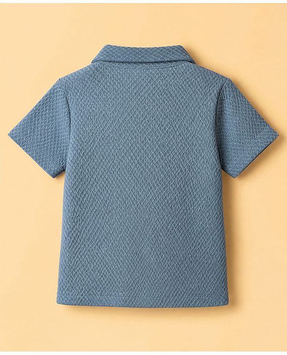Babyhug 100% Cotton Knit Half sleeves Solid Shirts - Blue