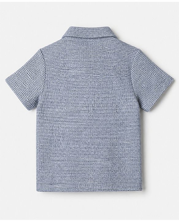 Babyhug 100% Cotton Knit Half Sleeves Resort Collar Printed Structured Shirt - Blue