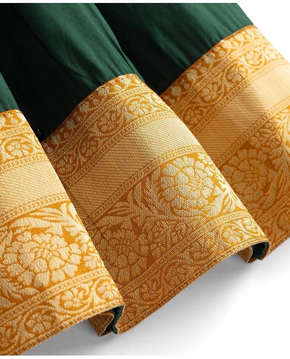 Babyhug Cotton Woven Half Sleeves Embroidered Choli & Lehenga Set - Green