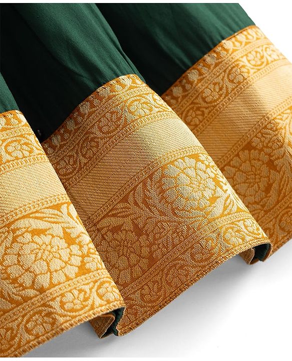 Babyhug Cotton Woven Half Sleeves Embroidered Choli & Lehenga Set - Green