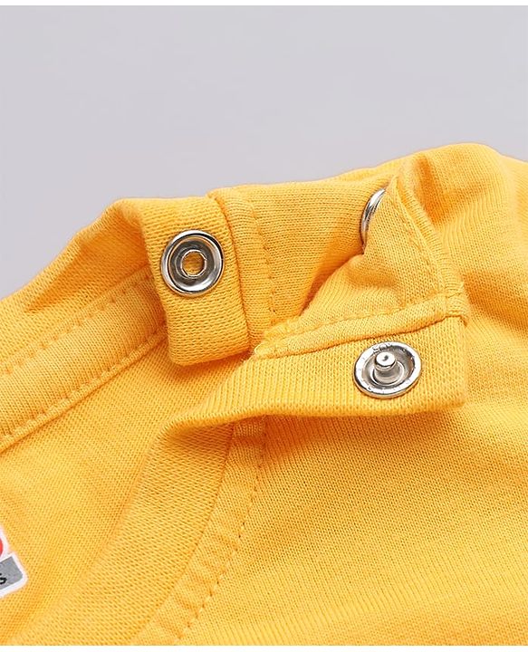 Babyhug 100% Cotton Knit Full Sleeves T-Shirt & Pyjama Night Suit with Tiger Print - Yellow