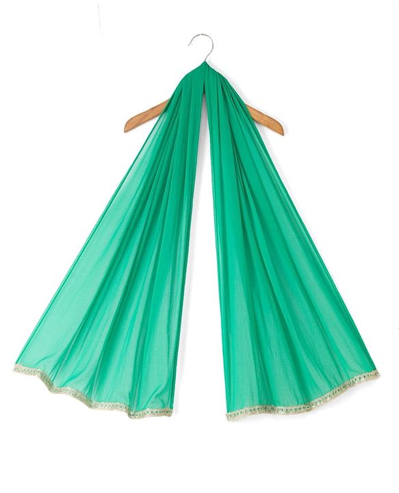 Babyhug Chanderi Woven Three-Fourth Sleeves Kurta & Gharara Set With Dupatta & Floral Embroidery - Green