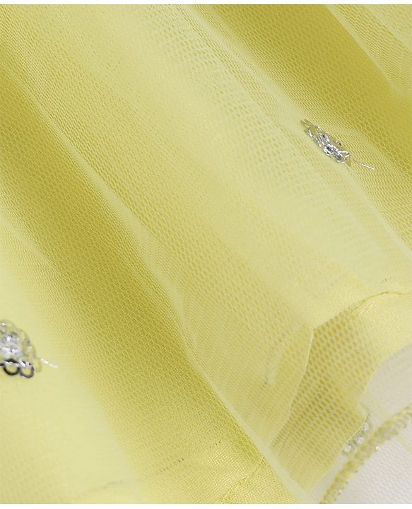 Babyhug Georgette Woven Frill Half Sleeves Lehenga Choli & Dupatta Set With Floral Sequin Embroidery - Limegreen