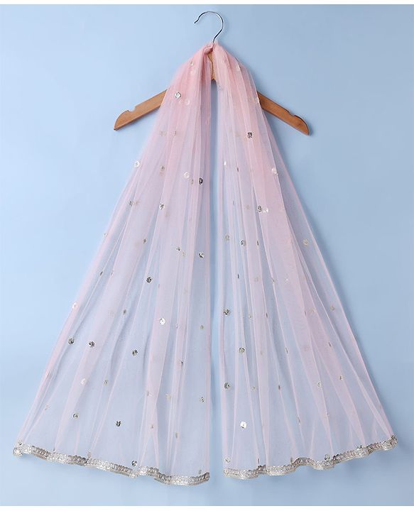 Babyhug Net Woven Sleeveless Sequinned Choli & Lehenga with Dupatta - White