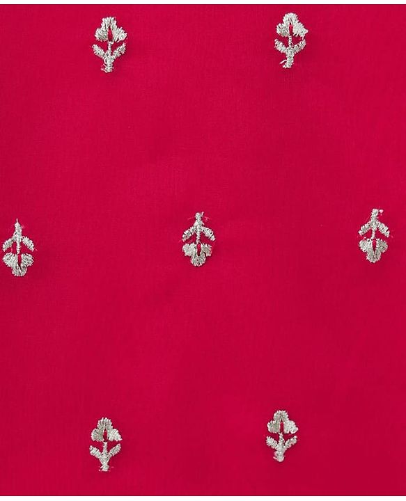 Babyhug Chiffon Three Fourth Sleeves Chinnon Floral Sequin Embroidered Lehenga Choli and Dupatta Set - Red