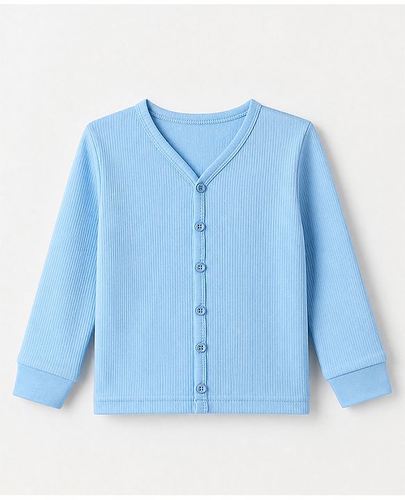 Babyhug Cotton Knit Full Sleeves Solid Thermal Inner Wear- Blue