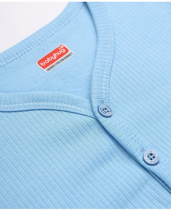 Babyhug Cotton Knit Full Sleeves Solid Thermal Inner Wear- Blue
