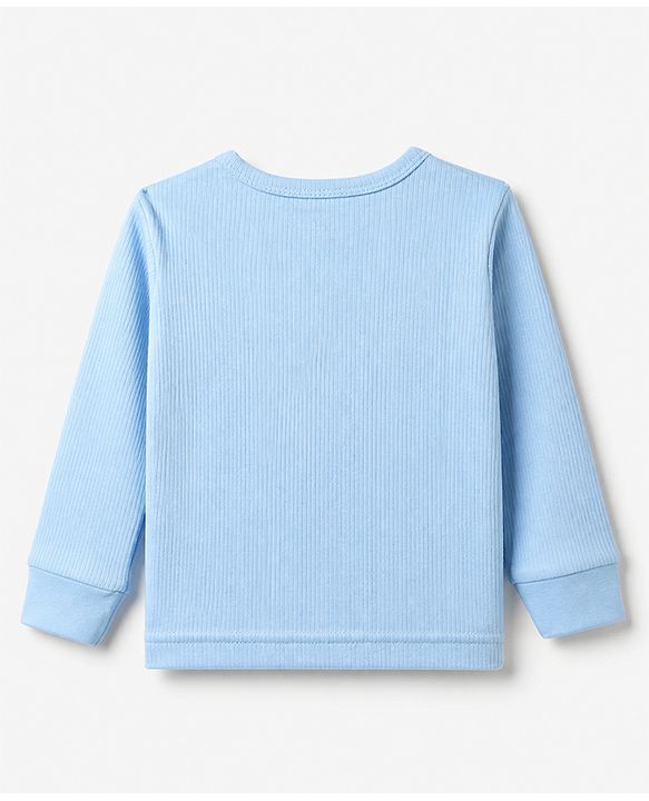Babyhug Cotton Knit Full Sleeves Solid Thermal Inner Wear- Blue