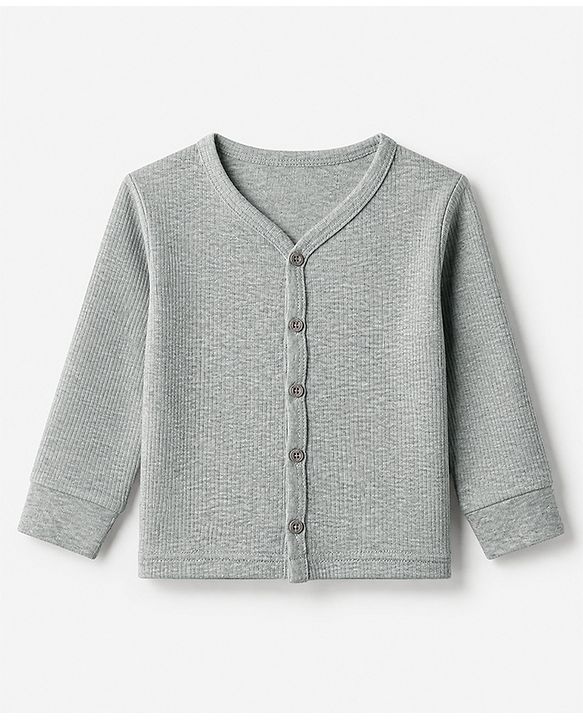 Babyhug Cotton Knit Full Sleeves Solid Thermal Inner Wear- Grey