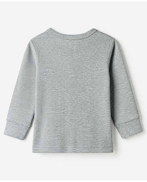 Babyhug Cotton Knit Full Sleeves Solid Thermal Inner Wear- Grey