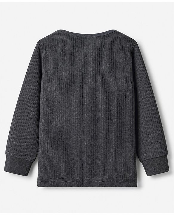 Babyhug Cotton Knit Full Sleeves Solid Thermal Inner Wear- Charcoal Grey