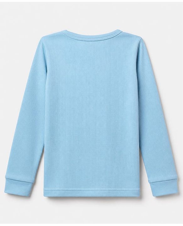 Babyhug Cotton Knit Full Sleeves Solid Thermal Set - Blue