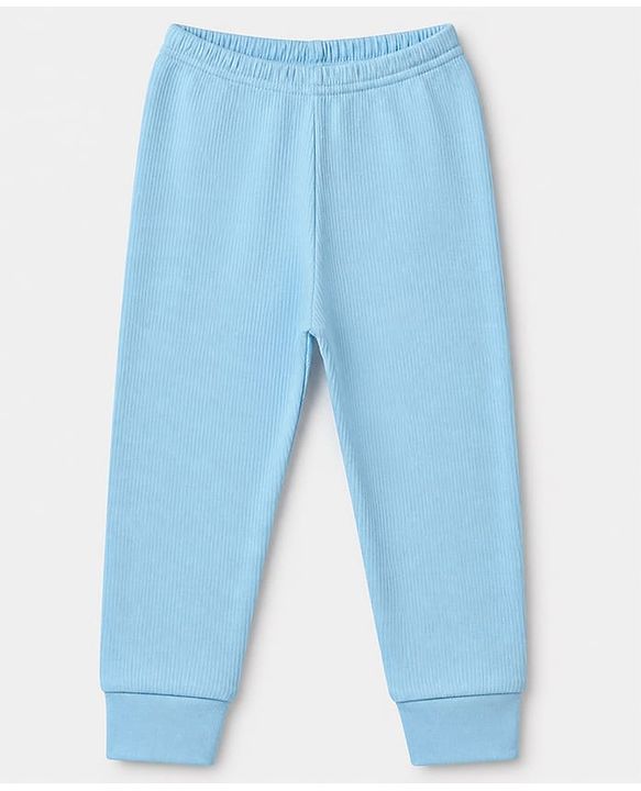 Babyhug Cotton Knit Full Sleeves Solid Thermal Set - Blue
