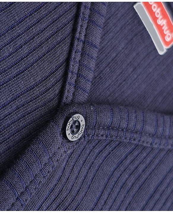 Babyhug Cotton Mix Knit Full Sleeves Front open Thermal Inner Wear - Navy Blue