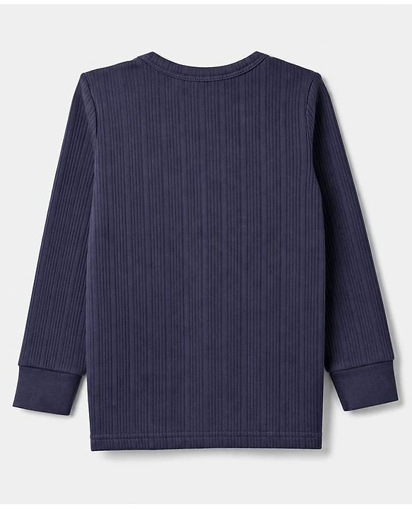 Babyhug Cotton Mix Knit Full Sleeves Front open Thermal Inner Wear - Navy Blue