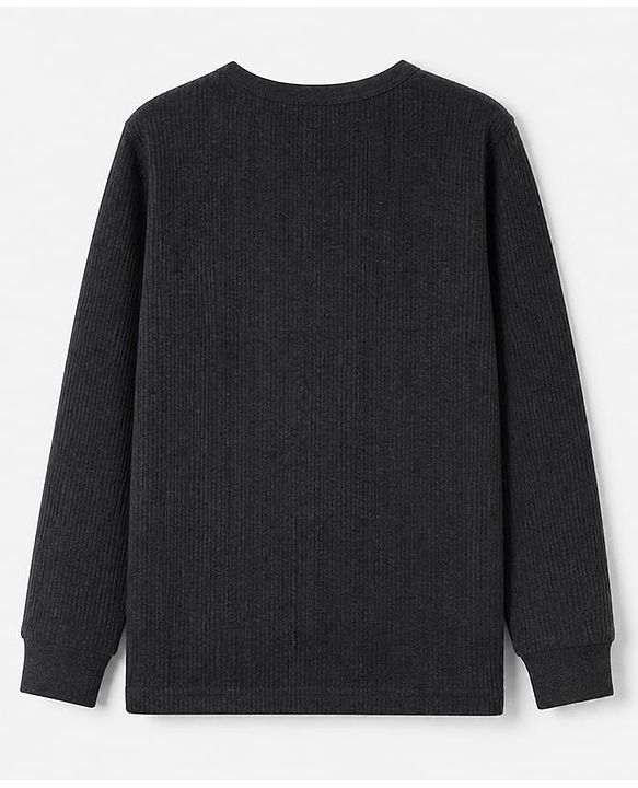 Babyhug Cotton Knit Full Sleeves Solid Thermal Inner Wear - Black