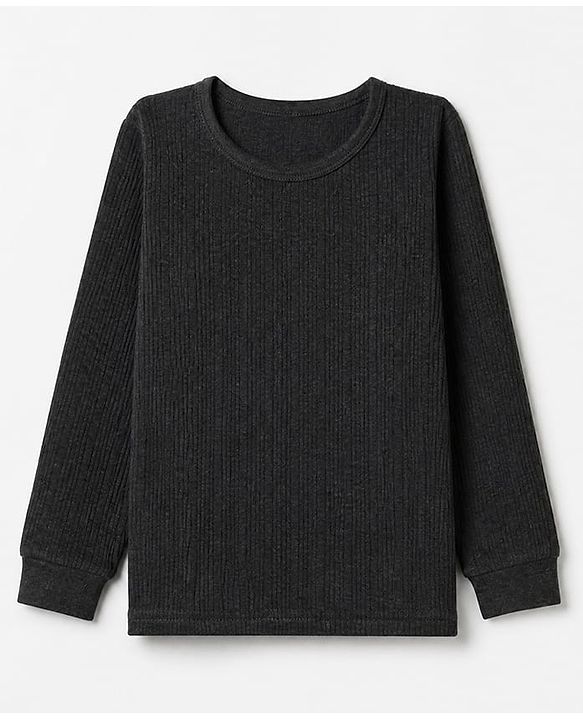 Babyhug Cotton Knit Full Sleeves Solid Thermal Inner Wear - Black