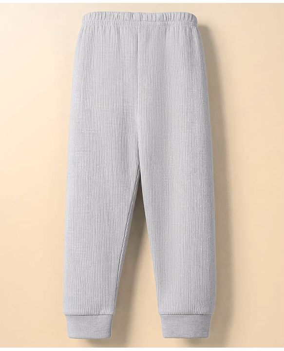 Babyhug Knit Full Sleeves Solid Pullover Vest & Pant Three Piece Thermal Inner Wear Set - Light Grey